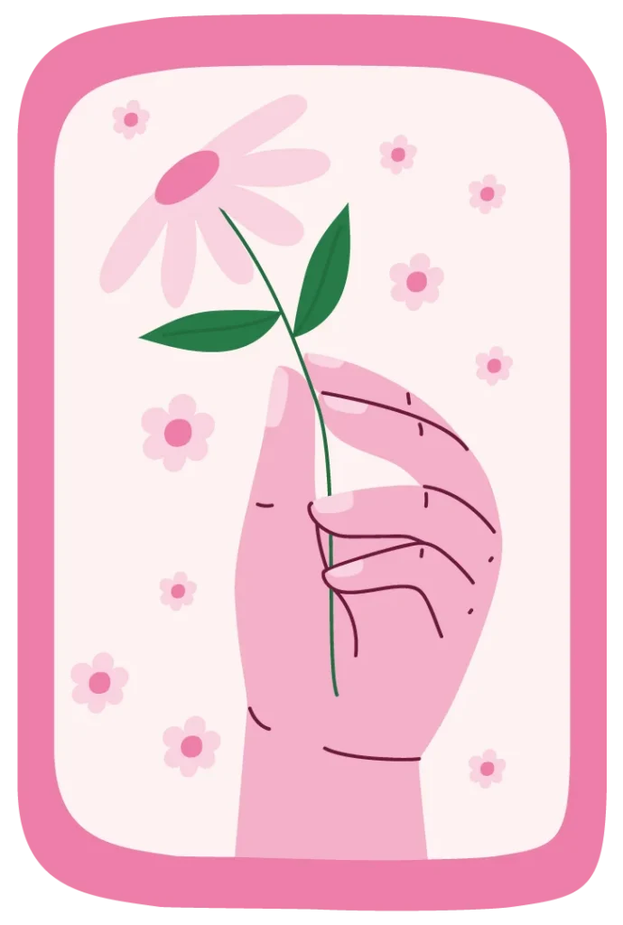 Illustratie van een hand met een bloem
