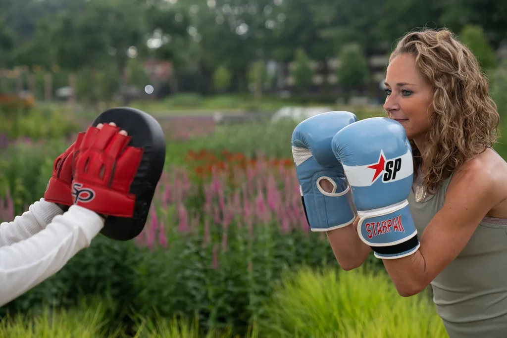Foto van Michelle Storimans bij het boksen